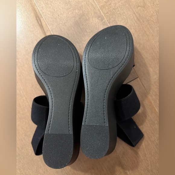 Anne Klein Black Platform Strappy Wedges Y2K style - size 5.5 NWOT - Picture 3 of 7